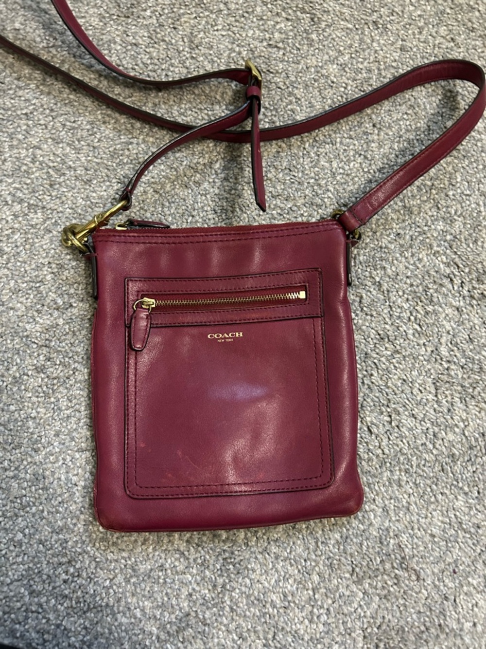Coach Leather Crossbody Bag in Burgundy